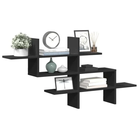 Estantería de pared madera de ingeniería negra 124,5x18x60,5 cm by , Shelves and shelves - Ref: Foro24-853264, Price: 45,86 €...