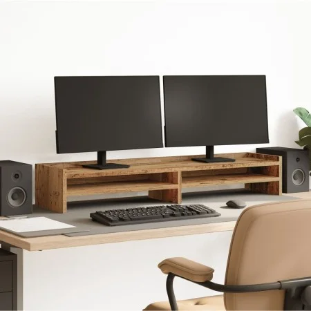 Soporte de monitor madera ingeniería envejecido 100x24x16 cm by , Computer bases and risers - Ref: Foro24-854731, Price: 33,8...