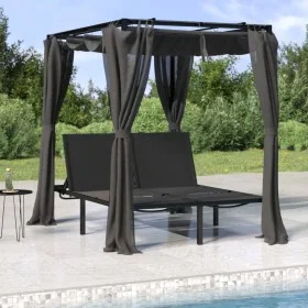 Double sun lounger with side curtains and anthracite gray awning by vidaXL, Loungers - Ref: Foro24-313930, Price: 364,77 €, D...