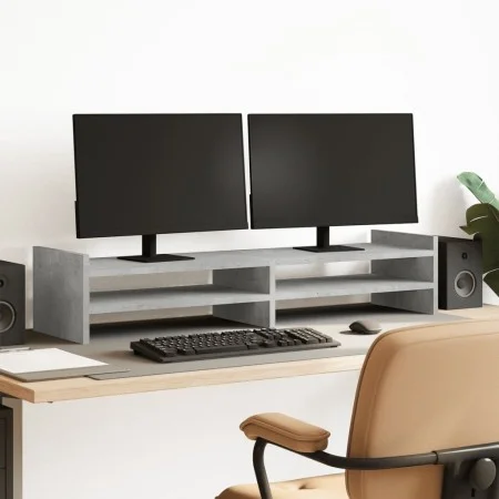 Soporte de pantalla madera ingeniería gris hormigón 100x27x20cm by , Computer bases and risers - Ref: Foro24-854790, Price: 2...