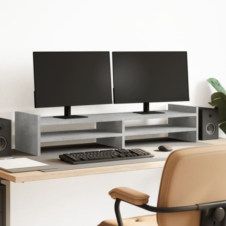 Soporte de pantalla madera ingeniería gris hormigón 100x27x20cm by , Computer bases and risers - Ref: Foro24-854790, Price: 2...