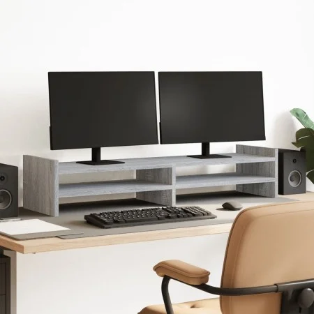 Soporte de pantalla madera ingeniería gris Sonoma 100x27x20 cm by , Computer bases and risers - Ref: Foro24-854792, Price: 30...