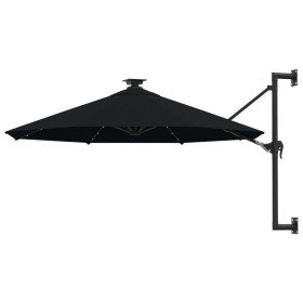 Sombrilla de jardín de pared con luces LED negro 300 cm en Sombrillas | Comprar online en Foro24