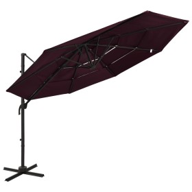 4-level umbrella with a 3x3 m burgundy aluminum pole by vidaXL, Umbrellas - Ref: Foro24-313832, Price: 160,78 €, Discount: %