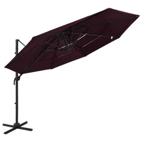 4-level umbrella with a 3x3 m burgundy aluminum pole by vidaXL, Umbrellas - Ref: Foro24-313832, Price: 159,13 €, Discount: %