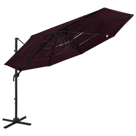 4-stöckiger Regenschirm mit burgunderroter Aluminiumstange 3x3 m von vidaXL, Sonnenschirme - Ref: Foro24-313832, Preis: 160,7...
