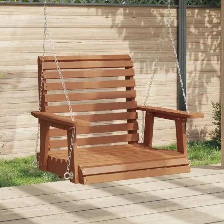 Silla columpio jardín con cadenas de metal madera abeto marrón by , Garden rockers - Ref: Foro24-4008979, Price: 124,57 €, Di...