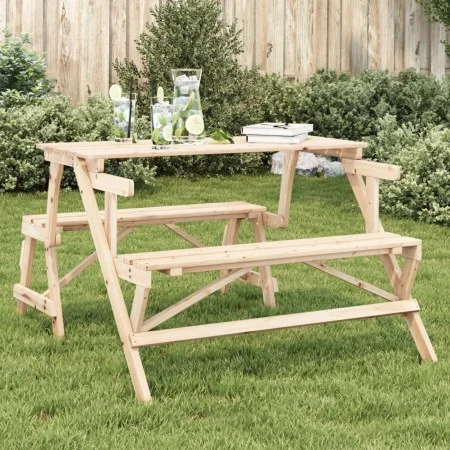 Picknicktisch mit 2-in-1-Bänken, umwandelbar aus massivem Fichtenholz. von , Gartentische - Ref: Foro24-4008991, Preis: 131,3...