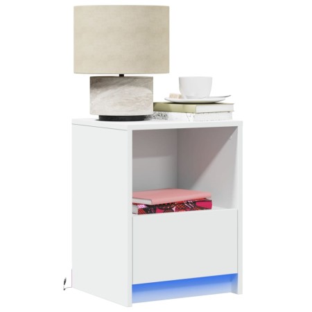Mesita de noche con luces LED madera de ingeniería blanca von , Nachttische - Ref: Foro24-852019, Preis: 41,48 €, Rabatt: %