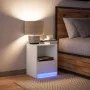 Mesita de noche con luces LED madera de ingeniería blanca de , Mesitas de noche - Ref: Foro24-852019, Precio: 40,96 €, Descue...