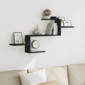 Estante de pared madera de ingeniería negro 104x15x49 cm by , Shelves and shelves - Ref: Foro24-853201, Price: 29,79 €, Disco...