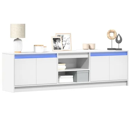 TV-Möbel mit LED-Beleuchtung aus weißem Ingenieurholz 180x34x50 cm von , TV-Möbel - Ref: Foro24-3307912, Preis: 137,65 €, Rab...