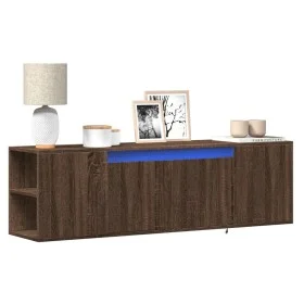 Mueble de TV de pared con luces LED marrón roble 135x31x39,5 cm de , Muebles TV - Ref: Foro24-852389, Precio: 79,48 €, Descue...