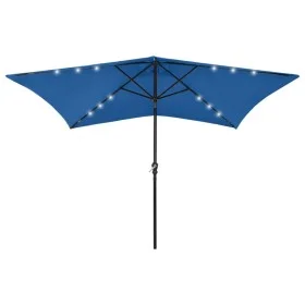 Umbrella with LED and azure blue steel pole 2x3 m by vidaXL, Umbrellas - Ref: Foro24-313793, Price: 66,22 €, Discount: %