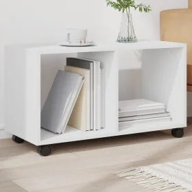 Engineered wood white rolling cabinet 72x33x42.5 cm by , Side tables - Ref: Foro24-853137, Price: 40,64 €, Discount: %