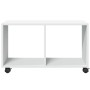 Engineered wood white rolling cabinet 72x33x42.5 cm by , Side tables - Ref: Foro24-853137, Price: 41,27 €, Discount: %