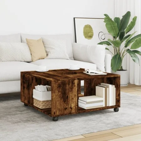 Engineered wood smoked oak coffee table 80x80x40 cm by , Coffee table - Ref: Foro24-853177, Price: 82,33 €, Discount: %