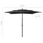 3-stöckiger Sonnenschirm mit schwarzem Aluminiummast 2,5 x 2,5 m von vidaXL, Sonnenschirme - Ref: Foro24-313842, Preis: 75,06...