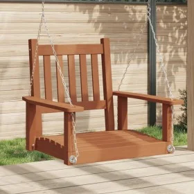 Garden swing chair with brown fir wood and metal chains by , Garden rockers - Ref: Foro24-4008975, Price: 99,98 €, Discount: %