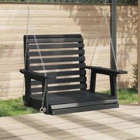Garden swing chair with black fir wood and metal chains. by , Garden rockers - Ref: Foro24-4008980, Price: 124,88 €, Discount: %
