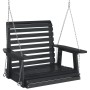 Garden swing chair with black fir wood and metal chains. by , Garden rockers - Ref: Foro24-4008980, Price: 127,47 €, Discount: %