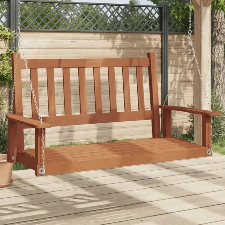 Garden swing bench with brown fir wood and metal chains. by , Garden rockers - Ref: Foro24-4008977, Price: 129,23 €, Discount: %