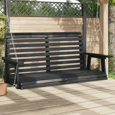 Garden swing bench with brown fir wood and metal chains. by , Garden rockers - Ref: Foro24-4008982, Price: 200,42 €, Discount: %