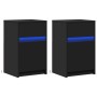 Bedside tables with LED lights 2 units black engineered wood by , Nightstands - Ref: Foro24-852001, Price: 103,49 €, Discount: %