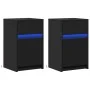 Bedside tables with LED lights 2 units black engineered wood by , Nightstands - Ref: Foro24-852001, Price: 102,85 €, Discount: %