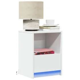 Nachttische mit LED-Lichtern 2 Stück weißes Ingenieurholz von , Nachttische - Ref: Foro24-852020, Preis: 71,11 €, Rabatt: %