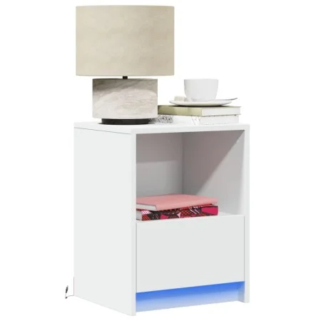 Nachttische mit LED-Lichtern 2 Stück weißes Ingenieurholz von , Nachttische - Ref: Foro24-852020, Preis: 71,11 €, Rabatt: %
