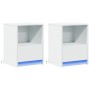 Bedside tables with LED lights 2 units white engineered wood by , Nightstands - Ref: Foro24-852020, Price: 72,25 €, Discount: %
