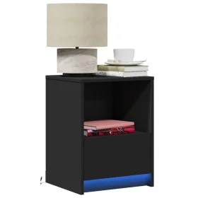 Bedside tables with LED lights 2 units black engineered wood by , Nightstands - Ref: Foro24-852022, Price: 71,47 €, Discount: %