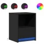 Bedside tables with LED lights 2 units black engineered wood by , Nightstands - Ref: Foro24-852022, Price: 71,47 €, Discount: %