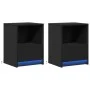 Bedside tables with LED lights 2 units black engineered wood by , Nightstands - Ref: Foro24-852022, Price: 71,47 €, Discount: %