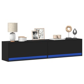 Mueble de TV de pared con LED negro 180x31x38 cm de , Muebles TV - Ref: Foro24-3307948, Precio: 171,61 €, Descuento: %