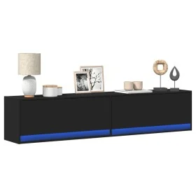 Mueble de TV de pared con LED negro 180x31x38 cm de , Muebles TV - Ref: Foro24-3307948, Precio: 168,84 €, Descuento: %