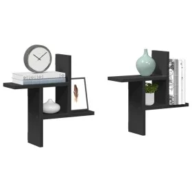 Wall shelves 2 units engineered wood black 38x12x38 cm by , Shelves and shelves - Ref: Foro24-853246, Price: 22,42 €, Discoun...