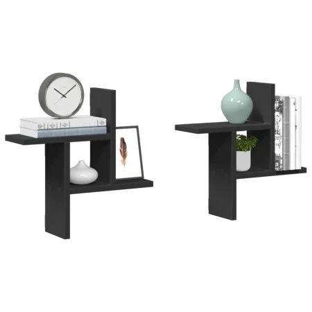 Wandregale 2 Stück aus schwarzer Ingenieurholz 38x12x38 cm von , Regale und Regale - Ref: Foro24-853246, Preis: 22,42 €, Raba...