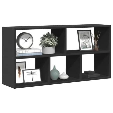 Engineered wood black wall shelf 100x25x50 cm by , Shelves and shelves - Ref: Foro24-853273, Price: 54,32 €, Discount: %