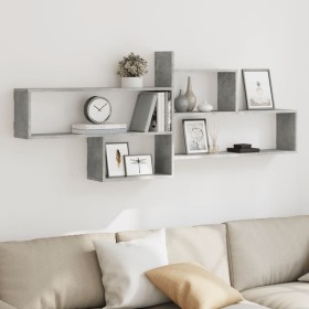 Engineered wood gray concrete wall shelf 167.5x18x68 cm by , Shelves and shelves - Ref: Foro24-853320, Price: 51,85 €, Discou...