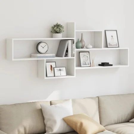Engineered wood white wall shelf 167.5x18x68 cm by , Shelves and shelves - Ref: Foro24-853317, Price: 52,20 €, Discount: %