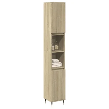 Armario de baño madera contrachapada roble Sonoma 30x30x190 cm de , Muebles de baño - Ref: Foro24-849667, Precio: 84,03 €, De...