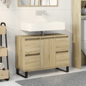 Badezimmerschrank aus Sonoma-Eichen-Ingenieurholz 80x33x60 cm von , Badezimmermöbel - Ref: Foro24-849684, Preis: 97,04 €, Rab...