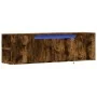 Wall-mounted TV unit with LED lights, smoked oak, 135x31x39.5 cm by , TV Furniture - Ref: Foro24-852387, Price: 77,13 €, Disc...