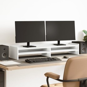 Support for screen made of white engineered wood 100x24x16 cm by , Computer bases and risers - Ref: Foro24-854724, Price: 33,...