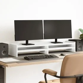 Support for screen made of white engineered wood 100x24x16 cm by , Computer bases and risers - Ref: Foro24-854724, Price: 32,...