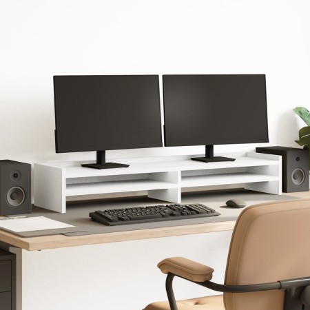 Support for screen made of white engineered wood 100x24x16 cm by , Computer bases and risers - Ref: Foro24-854724, Price: 33,...