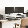 Support for screen made of white engineered wood 100x24x16 cm by , Computer bases and risers - Ref: Foro24-854724, Price: 32,...