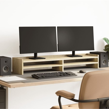 Soporte de pantalla madera ingeniería roble Sonoma 100x24x16 cm